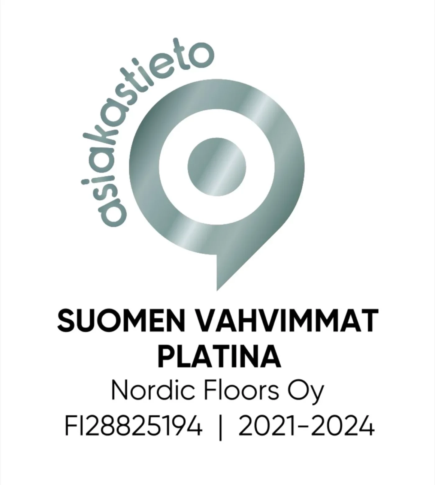 Suomen Vahvimmat Platina -sertifikaatti, Nordic Floors Oy 2021-2024