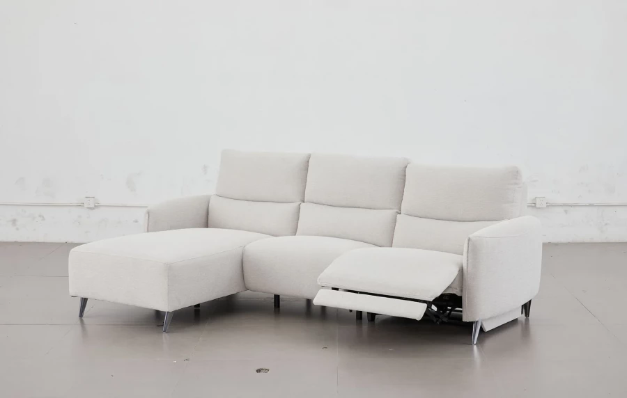 Kulmasohva divaanilla ja sähköreclinerillä 272 cm, divaani vasemmalla, vaalea harmaa Milo Cloud, Cheers 51726BM