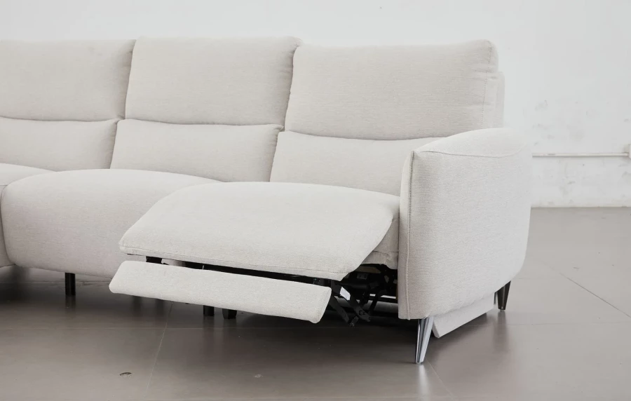 Kulmasohva divaanilla ja sähköreclinerillä 272 cm, divaani vasemmalla, vaalea harmaa Milo Cloud, Cheers 51726BM