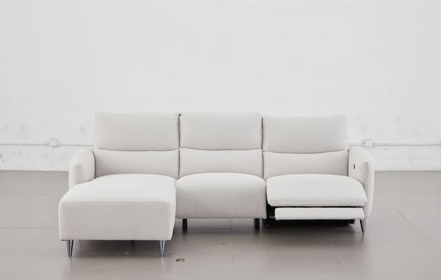 Kulmasohva divaanilla ja sähköreclinerillä 272 cm, divaani oikealla, vaalea harmaa Milo Cloud, Cheers 51726BM