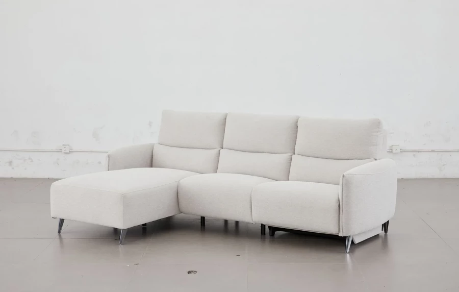 Kulmasohva divaanilla ja sähköreclinerillä 272 cm, divaani oikealla, vaalea harmaa Milo Cloud, Cheers 51726BM