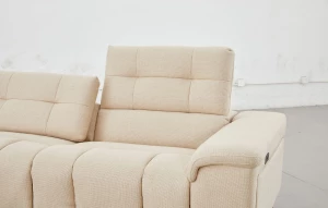 Kulmasohva divaanilla ja sähköreclinerillä 286 cm, divaani vasemmalla, vaalea Montego Oat, Cheers 51707M
