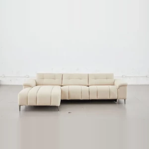 Kulmasohva divaanilla ja sähköreclinerillä 286 cm, divaani vasemmalla, vaalea Montego Oat, Cheers 51707M